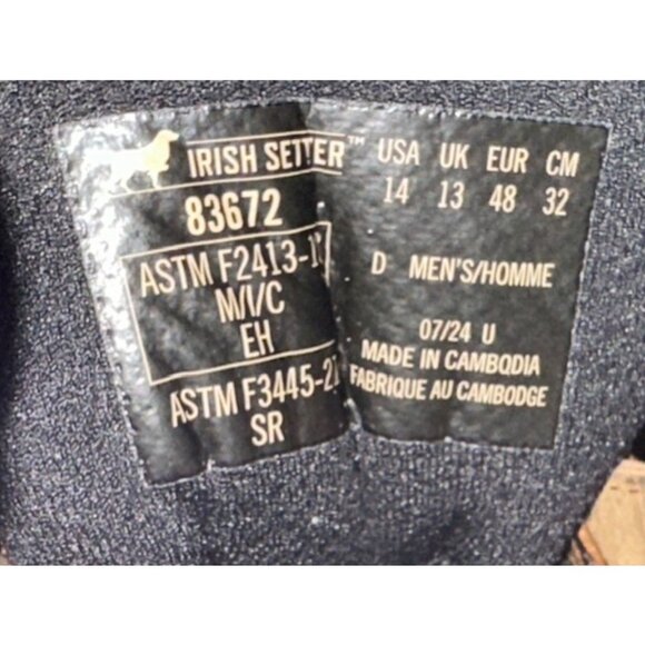 Red Wing Irish Setter Hopkins Brown Waterproof Leather Safety Toe Boot Sz 14 NEW - Picture 3 of 13